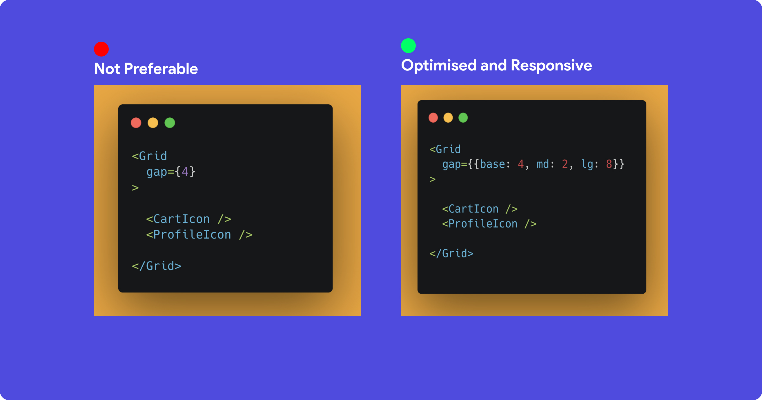 Passing a single value to gap works, but it isn't responsive